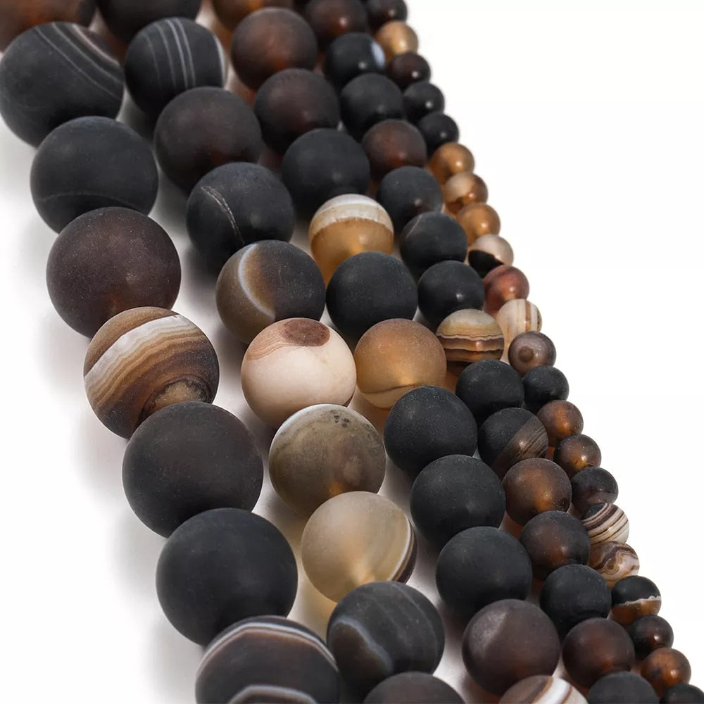 Natural Stone Matte Agate Beads for jewelry making - thebodymindsoulshop