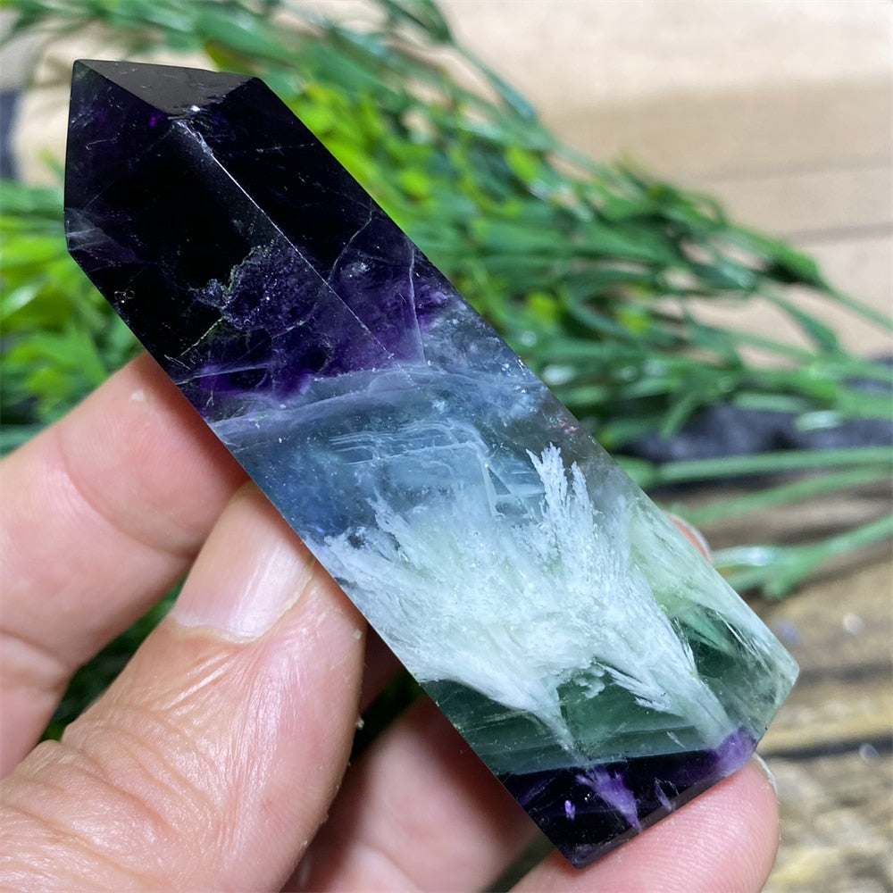 Feather Fluorite Natural Crystal Wand - thebodymindsoulshop