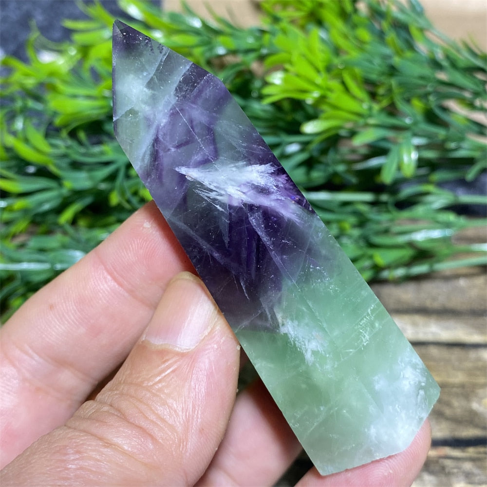 Feather Fluorite Natural Crystal Wand - thebodymindsoulshop