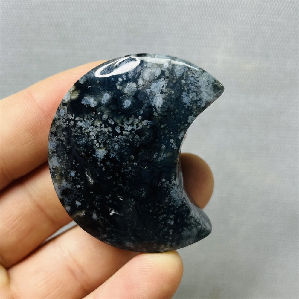 Black Sakura Agate Moon - thebodymindsoulshop