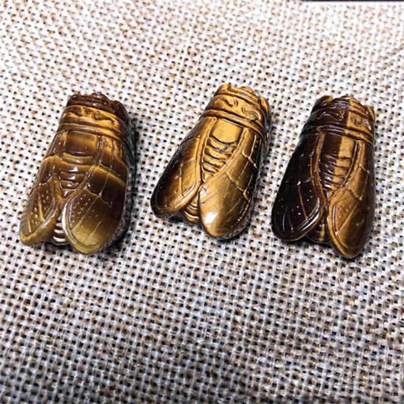 Tiger Eye Rock Cicada Carving - thebodymindsoulshop