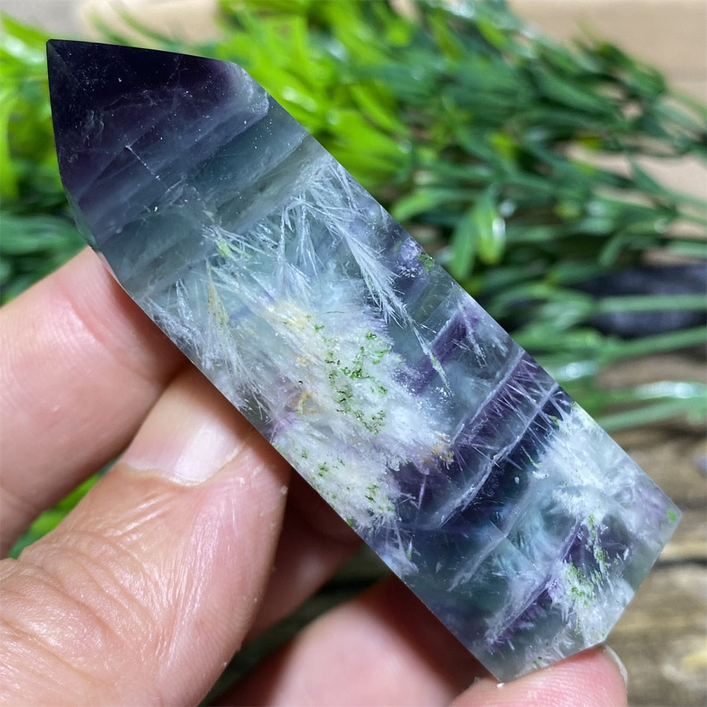 Feather Fluorite Natural Crystal Wand - thebodymindsoulshop