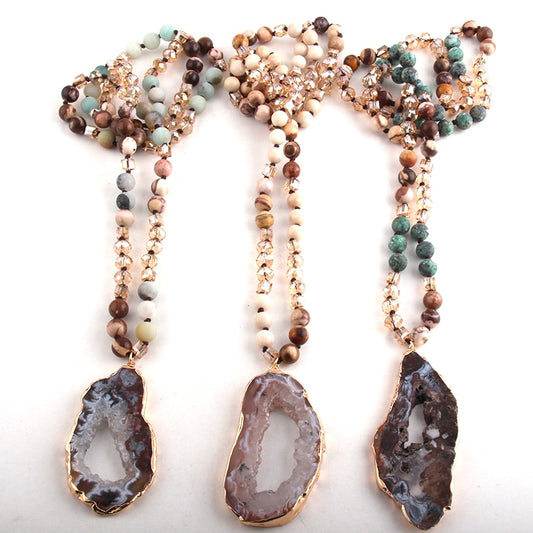 Stone Irregular Druzy Stone Pendant Necklaces - thebodymindsoulshop