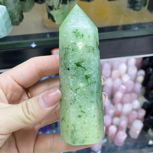 Prehnite Crystal Point Obelisk - thebodymindsoulshop