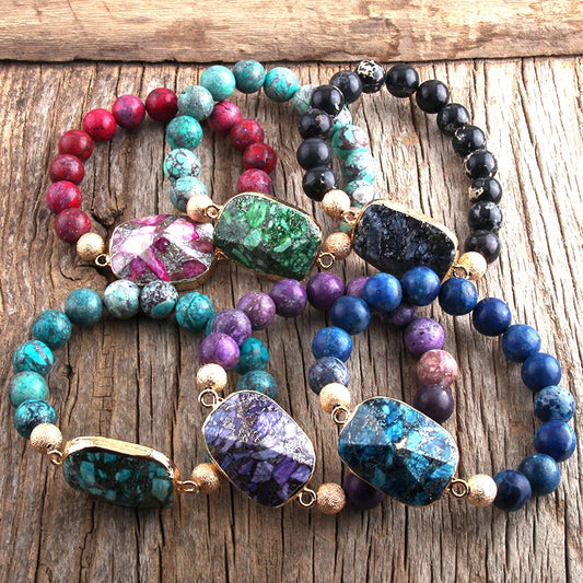 Unisex Semi Precious Stone Beaded Bracelets - thebodymindsoulshop