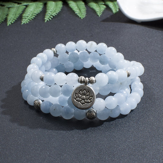 108 8mm Aquamarine Mala Bracelet - thebodymindsoulshop