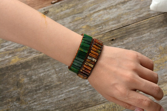 Unisex Stone Tube Bead Cuff Bracelet - thebodymindsoulshop