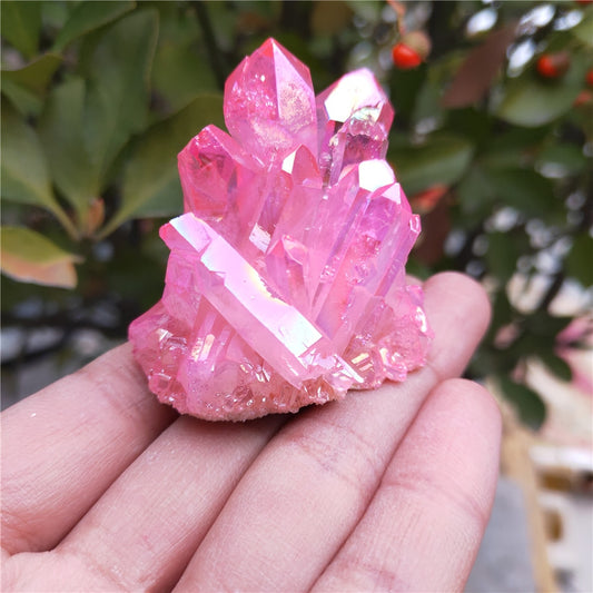 Cotton Candy Angel Aura Quartz crystal cluster - thebodymindsoulshop