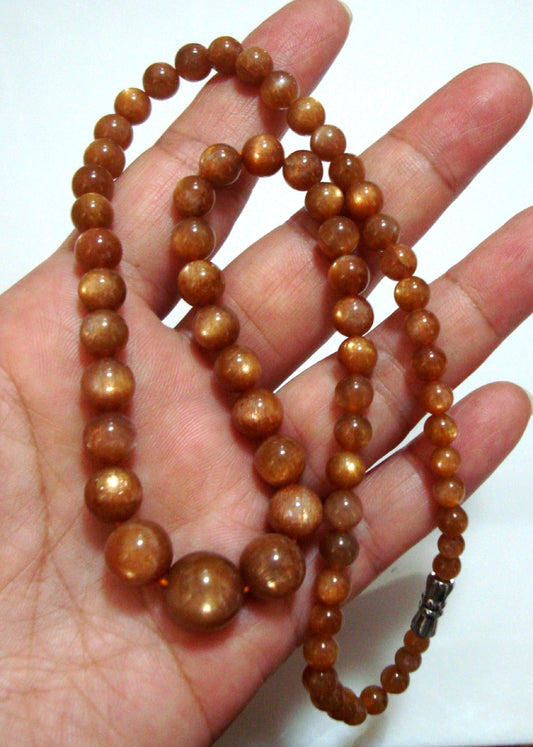 Sunstone Round Beads Necklace - thebodymindsoulshop