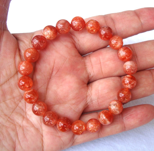 Sunstone Round Bead Bracelet - thebodymindsoulshop