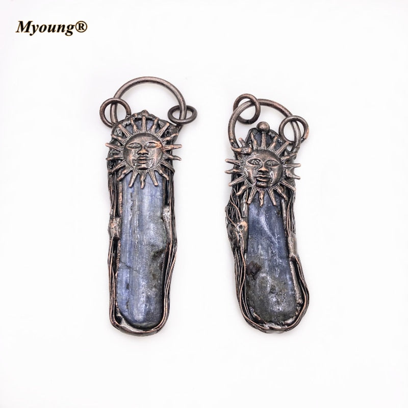 Irregular Natural Kyanite Vintage Sun Pendants - thebodymindsoulshop