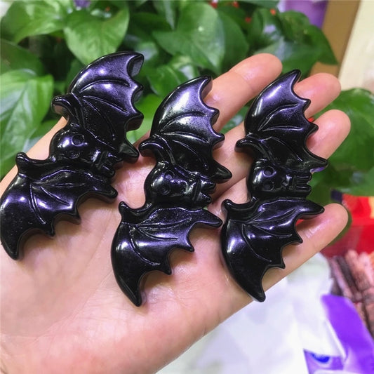 Obsidian Hand-Carved Bats - thebodymindsoulshop