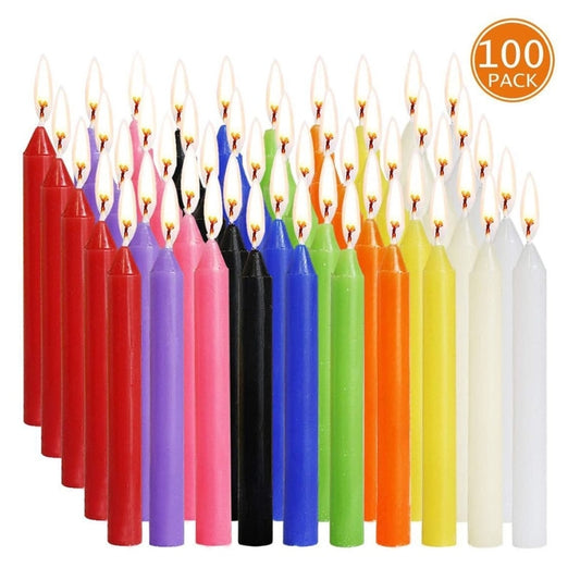 100 Pack Unscented Assorted Colors Taper Candle - thebodymindsoulshop