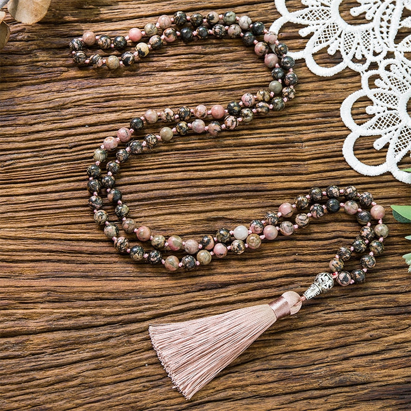 108 bead, Rose agate Mala - thebodymindsoulshop