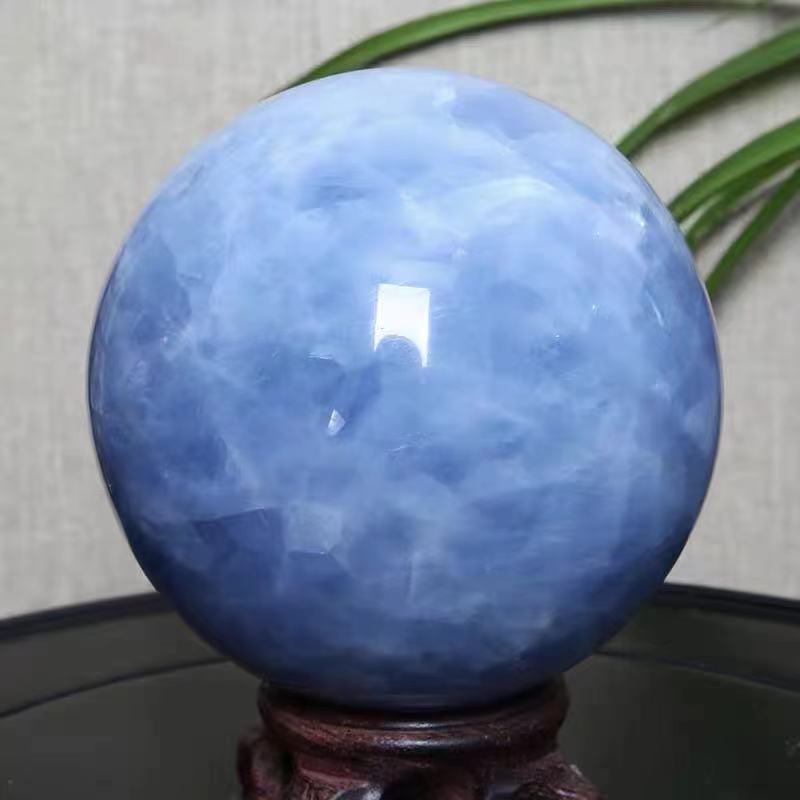 Blue Celestite Crystal Sphere w/stand - thebodymindsoulshop