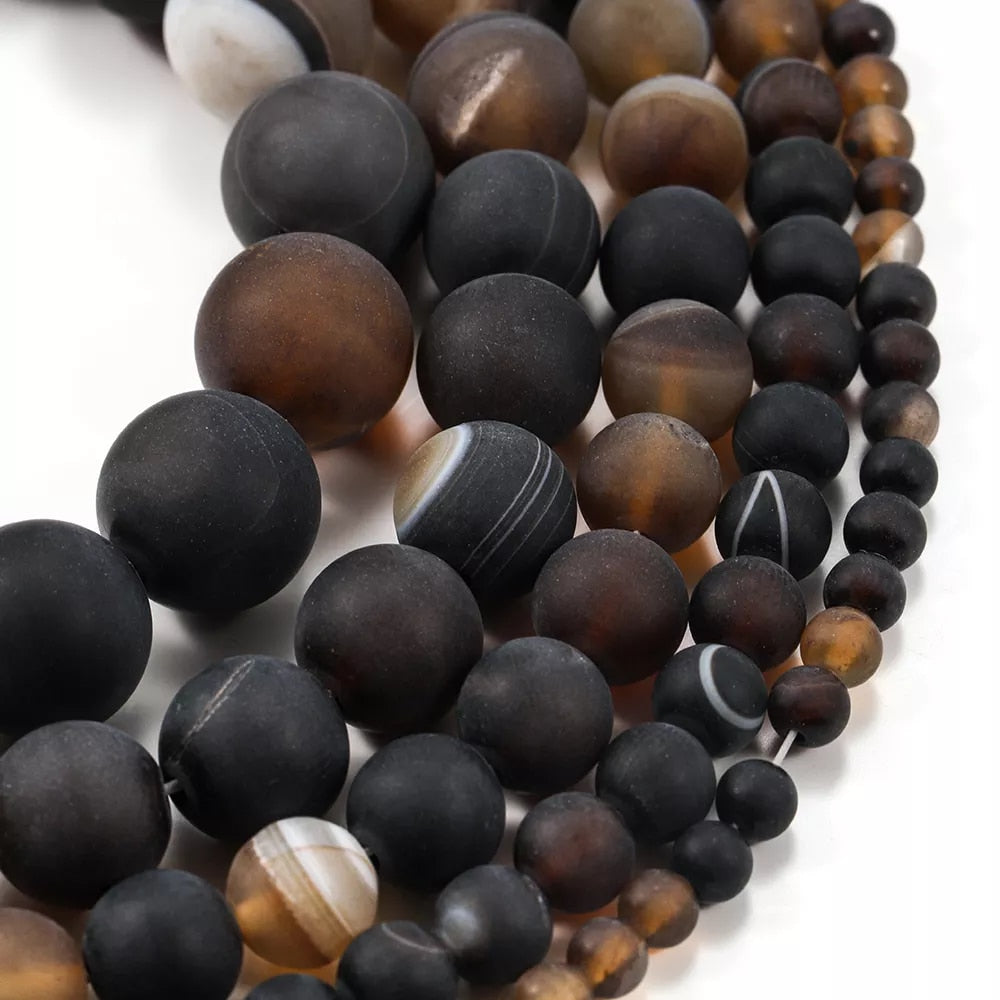 Natural Stone Matte Agate Beads for jewelry making - thebodymindsoulshop