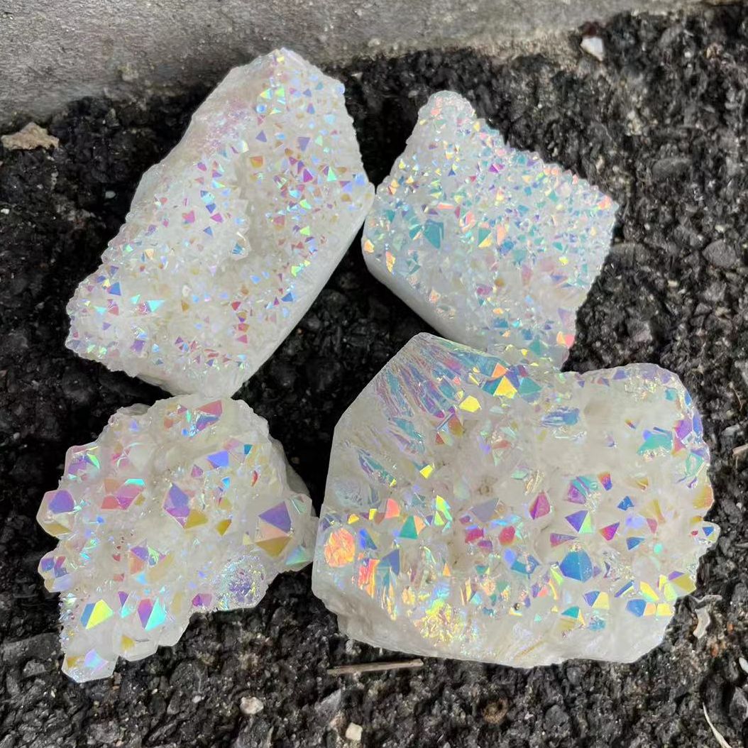 White Angel Aura Quartz Druzy Clusters - thebodymindsoulshop