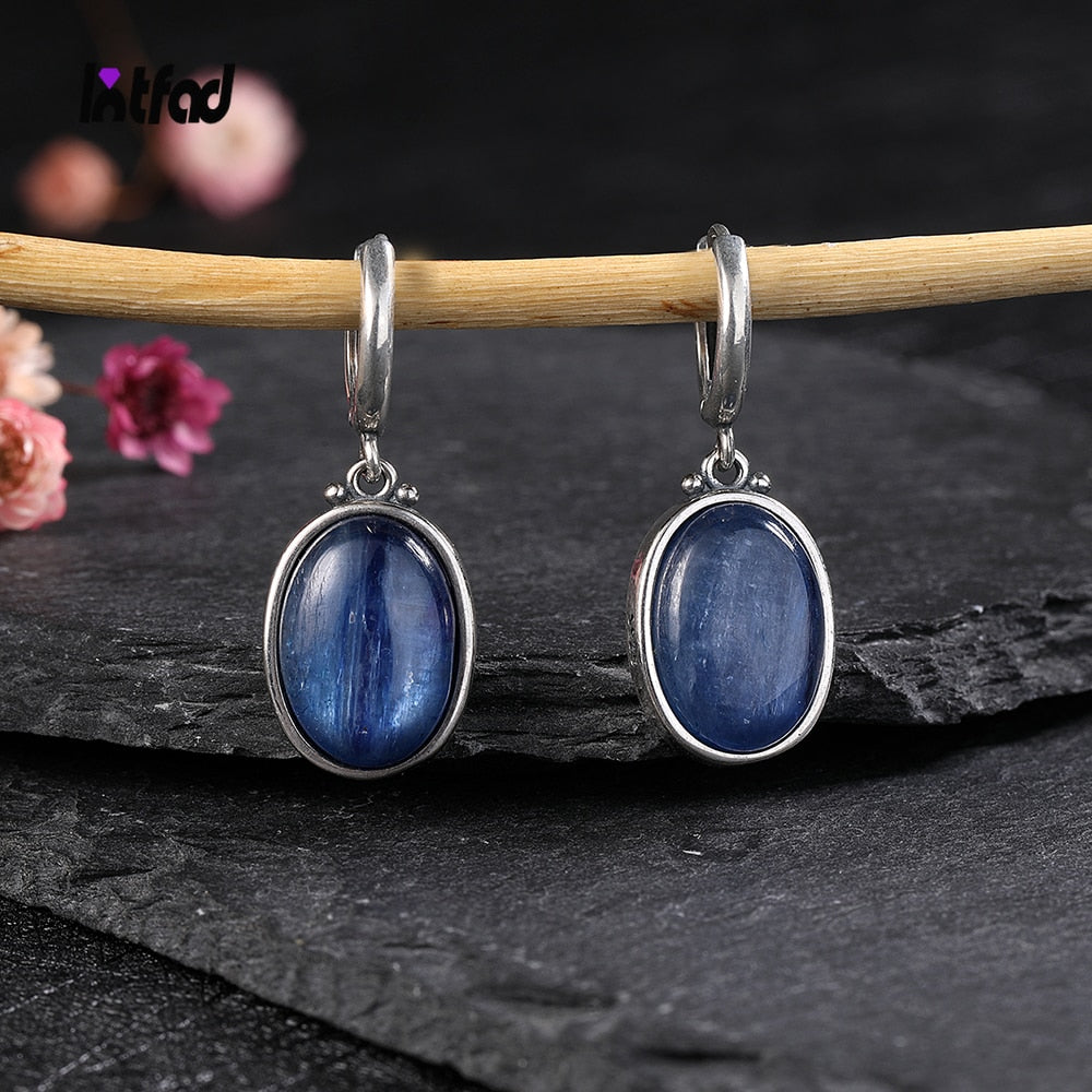 Oval Sterling Silver Hoop Earrings (Various Gems Available) - thebodymindsoulshop