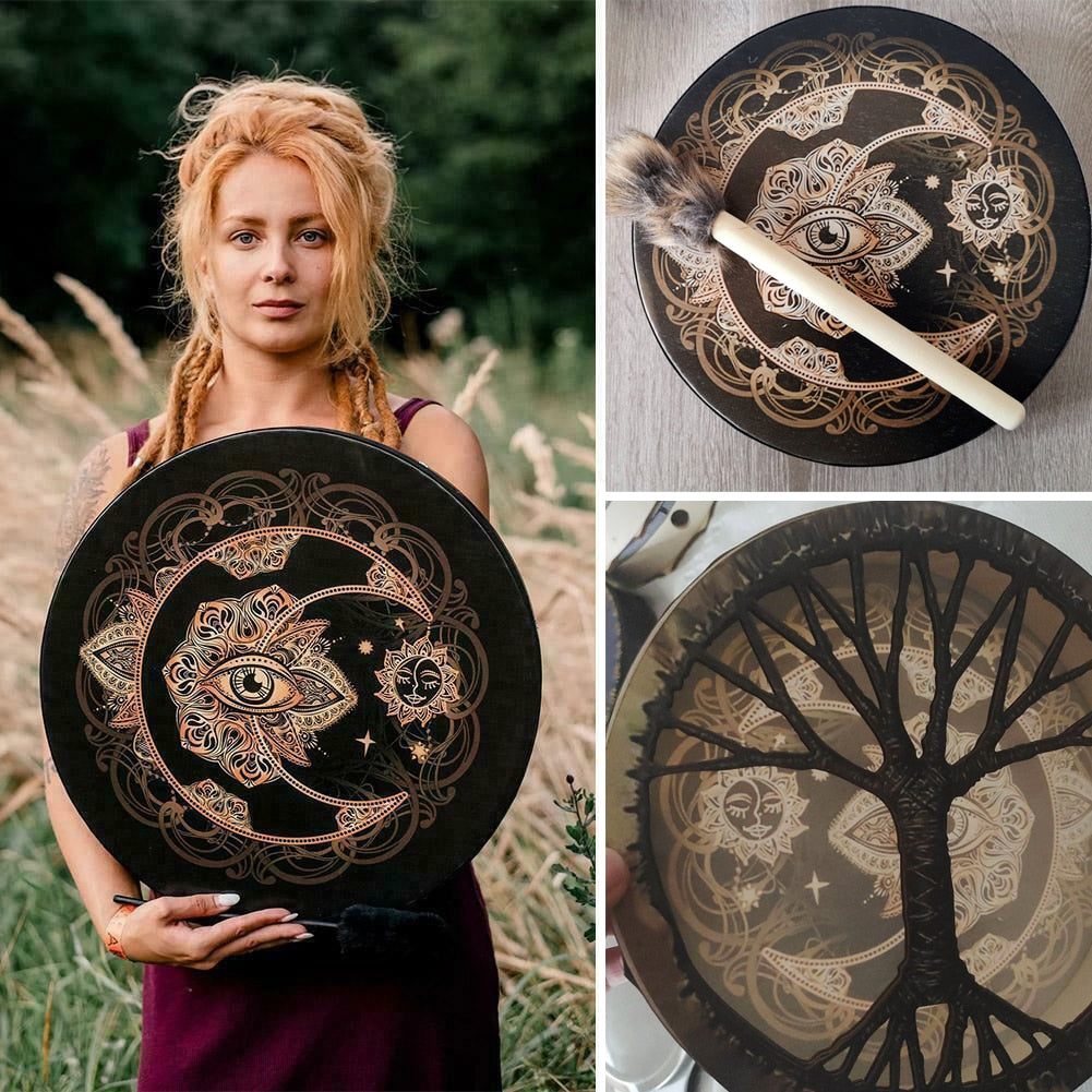 Handmade Shaman Drum, Alchemical Moon - thebodymindsoulshop