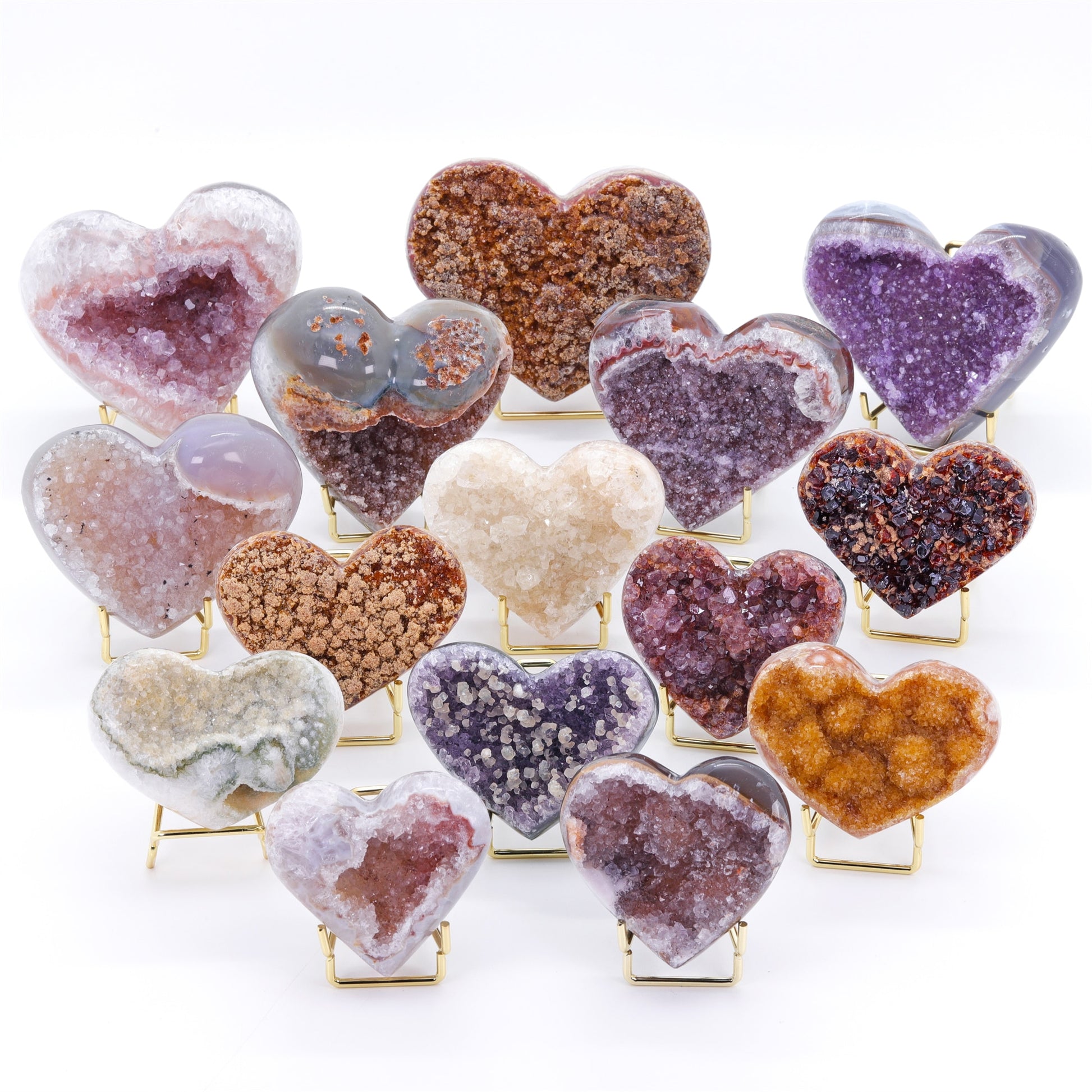 Heart Magic Stone Geodes (various gem types) - thebodymindsoulshop