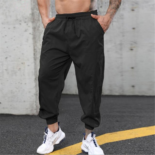 Cotton Harem Pants Men's Solid Elastic Waist - thebodymindsoulshop