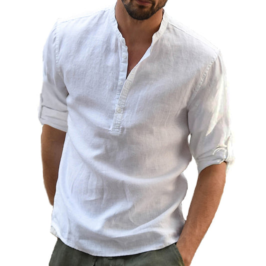 Men's Casual Cotton Linen Shirt Loose fit - thebodymindsoulshop