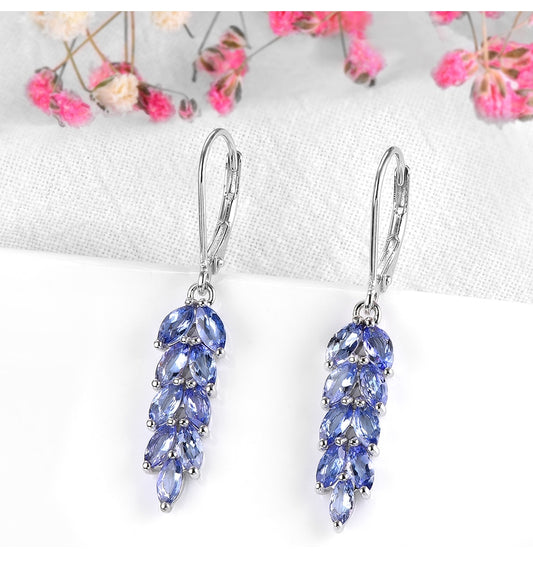 Tanzanite Sterling Silver Drop Earrings - thebodymindsoulshop