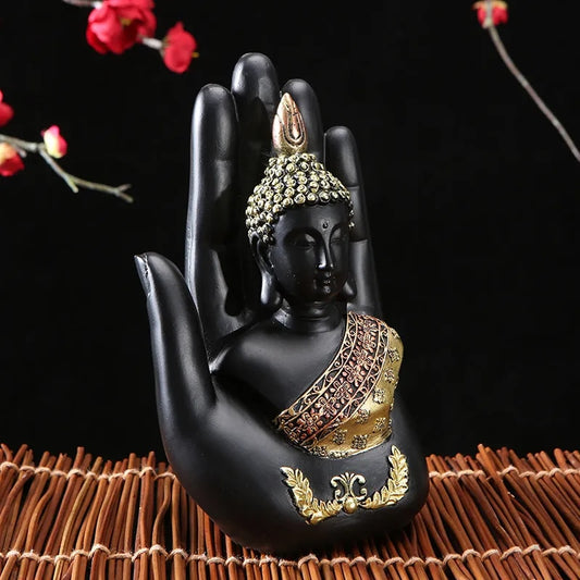 Buddha in the Palm statue - thebodymindsoulshop