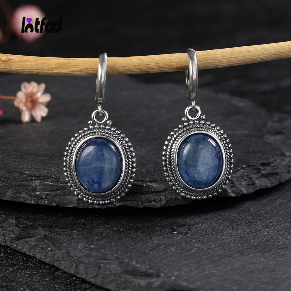 Elegant Oval & Sterling Silver Earrings, variety of Gems to choose from - thebodymindsoulshop