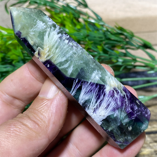 Feather Fluorite Natural Crystal Wand - thebodymindsoulshop