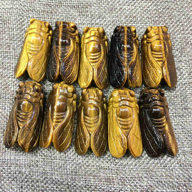 Tiger Eye Rock Cicada Carving - thebodymindsoulshop