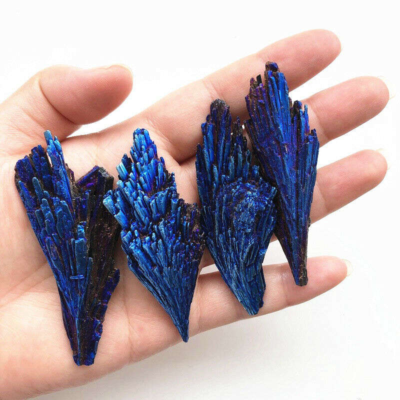 Rainbow Kyanite Titanium Peacock Feather Crystal - thebodymindsoulshop