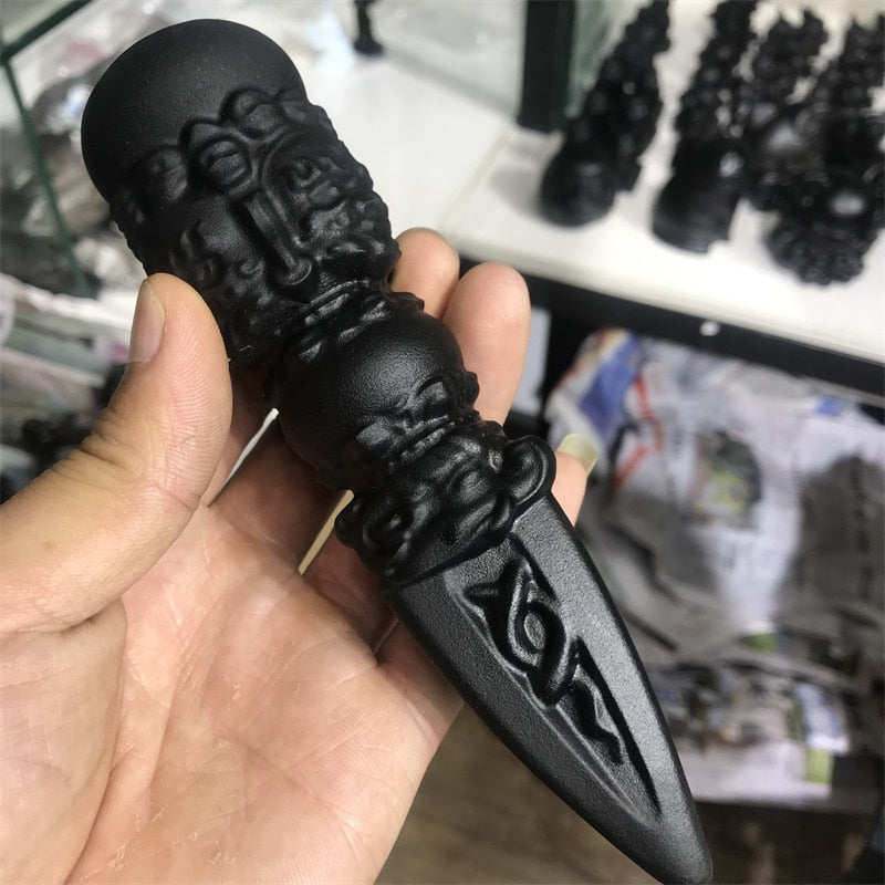 Stone Dagger, hand carved obsidian - thebodymindsoulshop