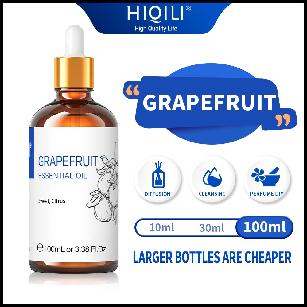 HIQILI 100ML,100% Pure Grapefruit Essential Oil - thebodymindsoulshop